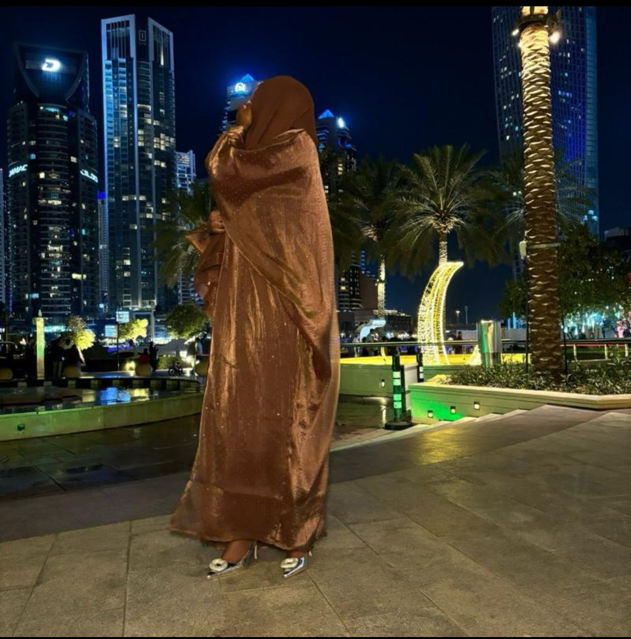 SAFA ABAYA diamanté abaya with matching hijab and belt