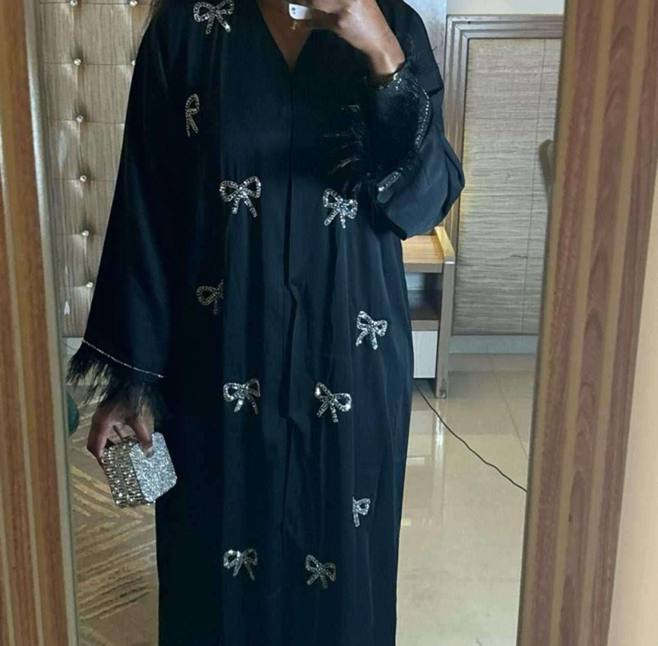 BOW ABAYA with matching hijab and belt
