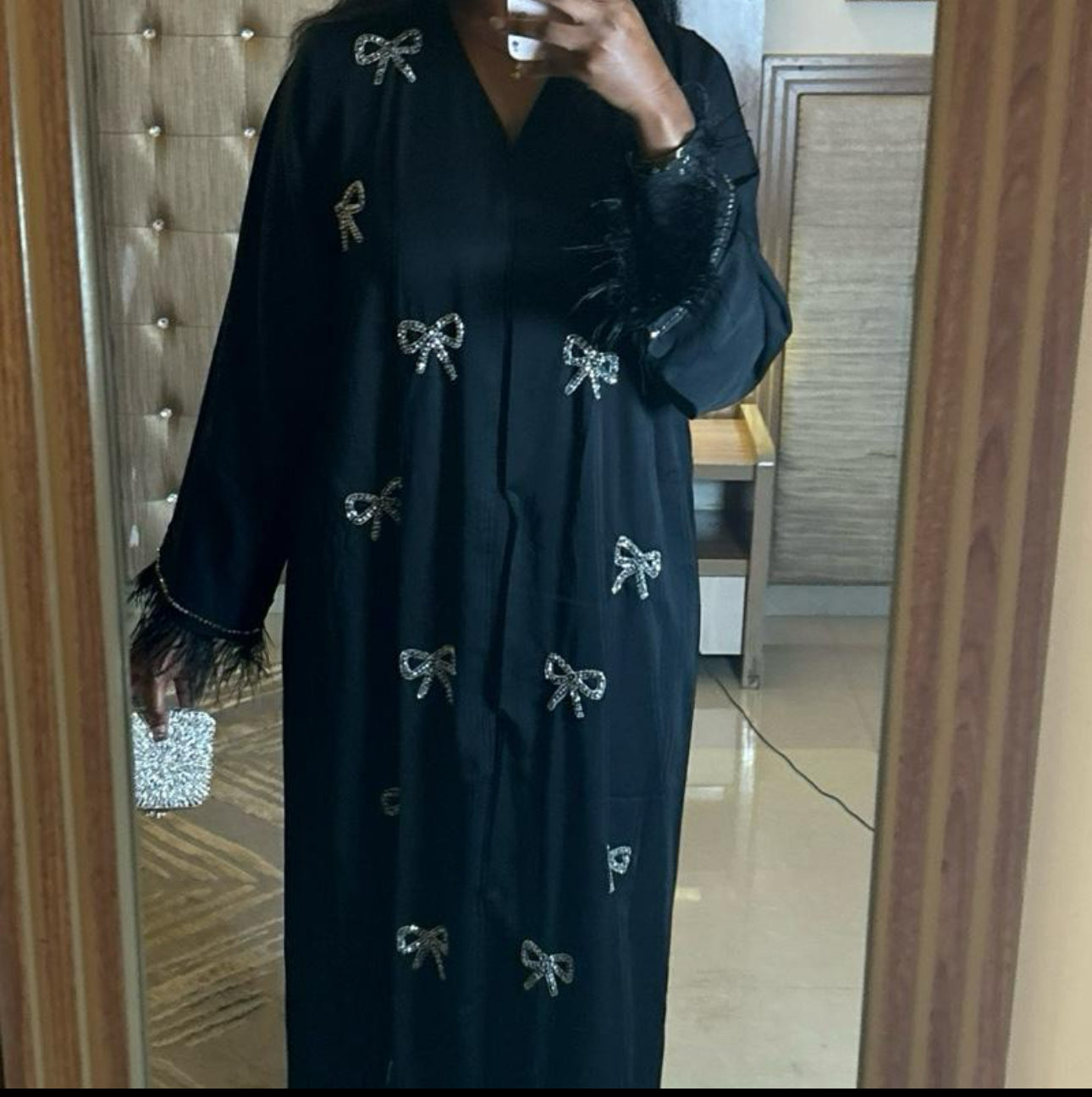 BOW ABAYA with matching hijab and belt