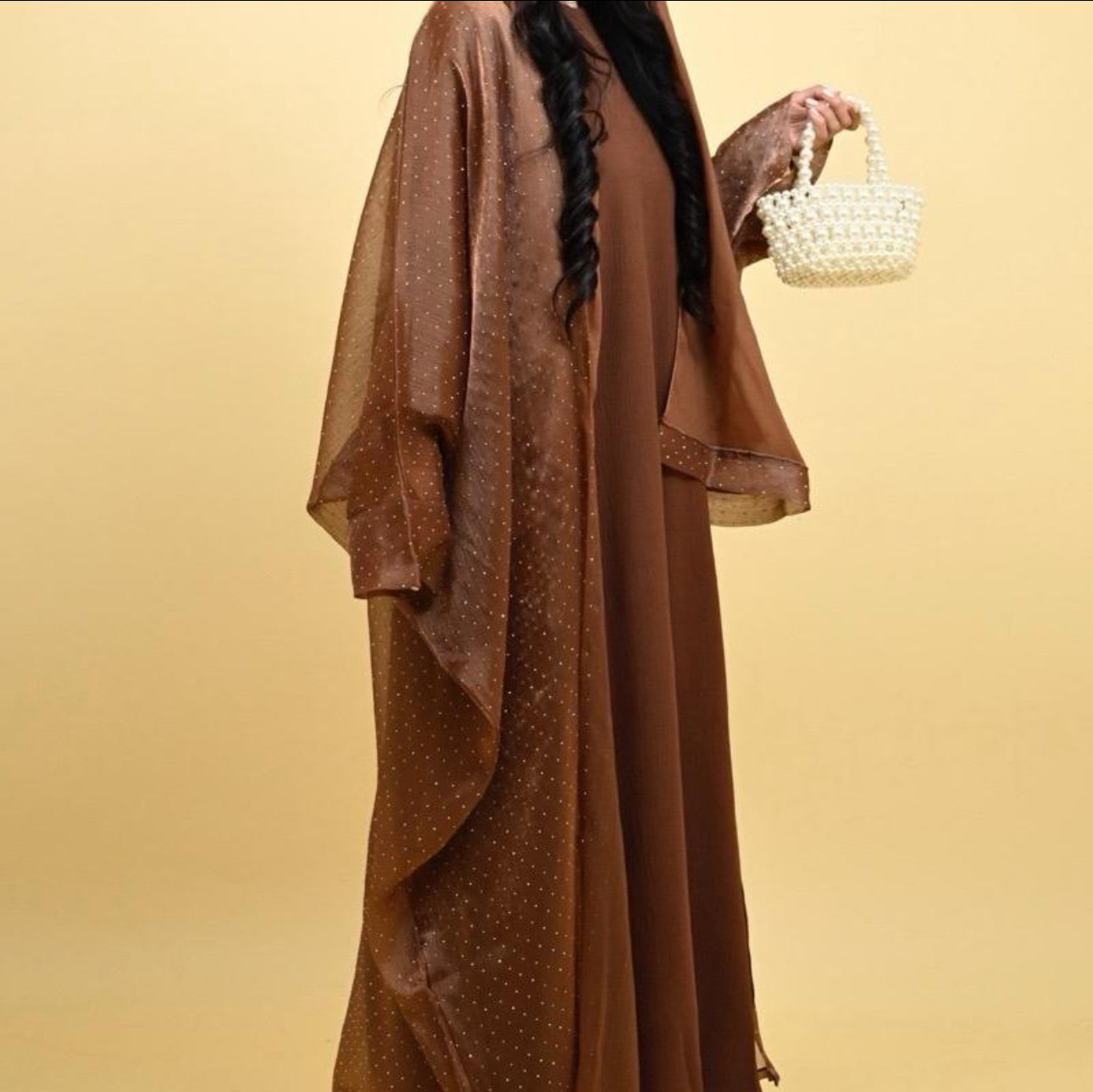 SAFA ABAYA diamanté abaya with matching hijab and belt