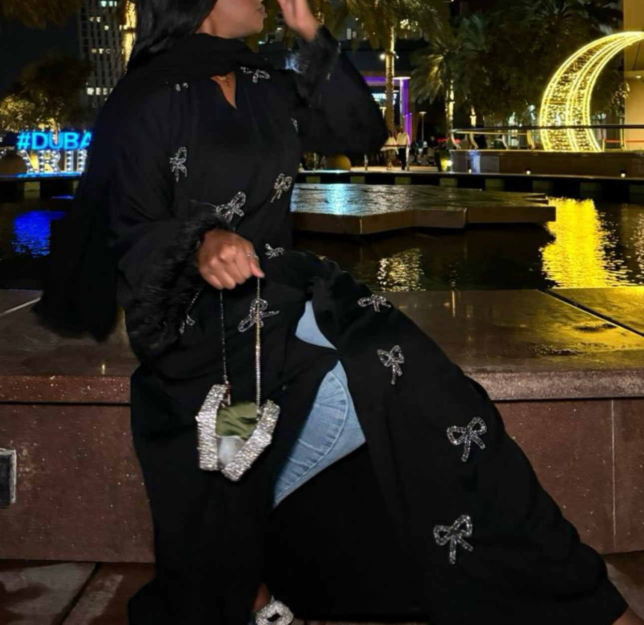 BOW ABAYA with matching hijab and belt