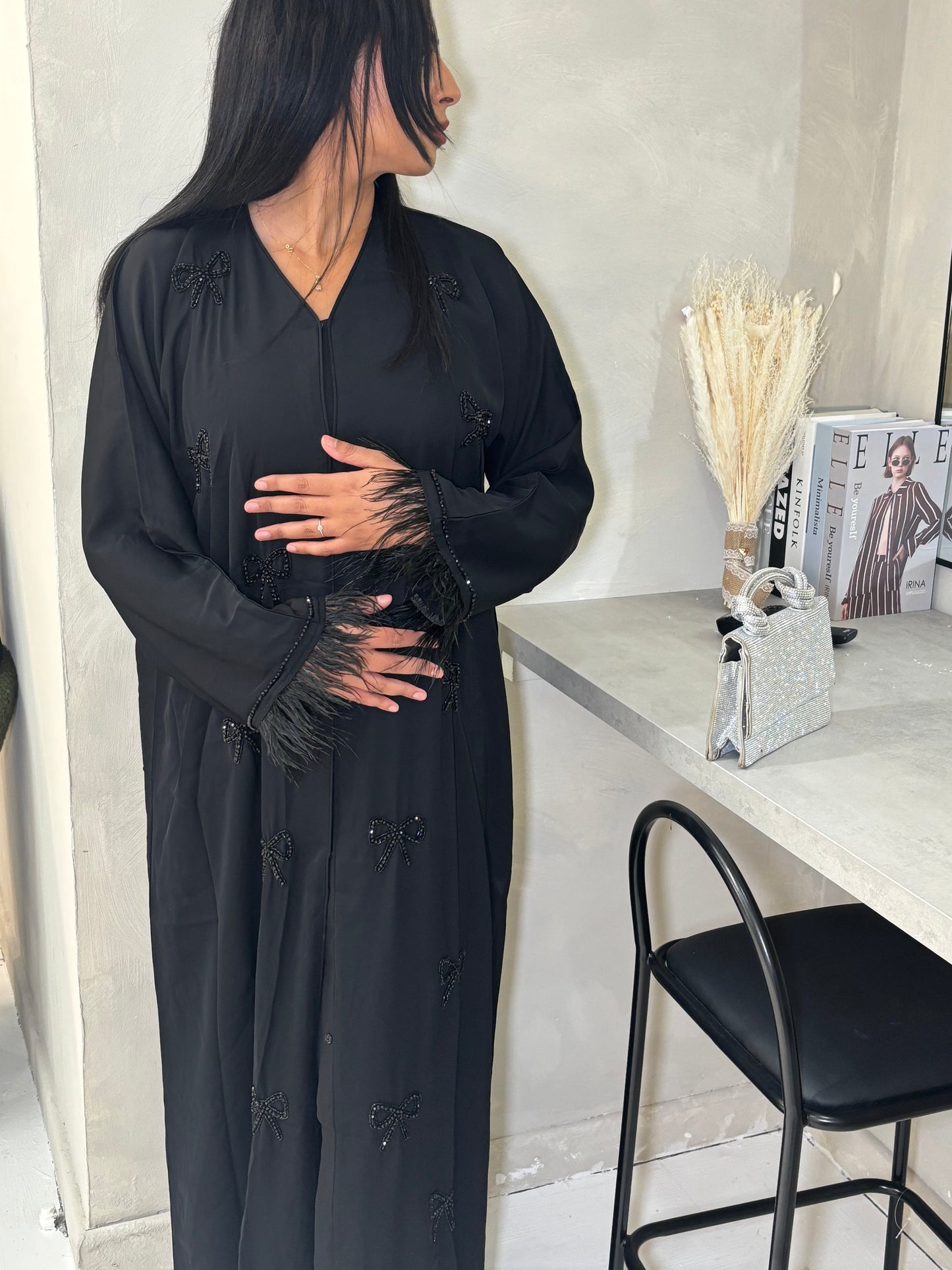 BOW ABAYA with matching hijab and belt